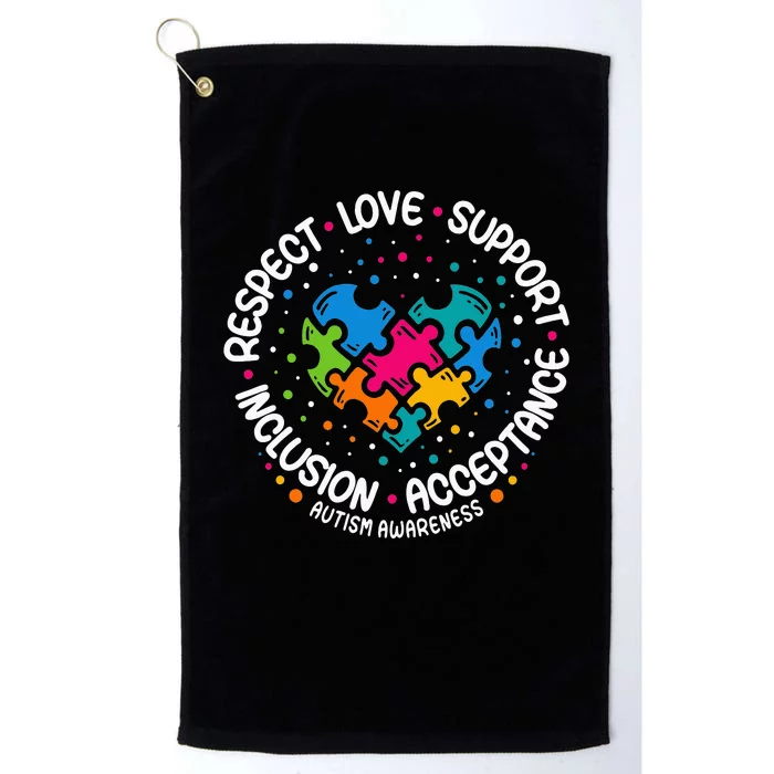 Autism Women Men Respect Love Support Autism Awareness Platinum Collection Golf Towel