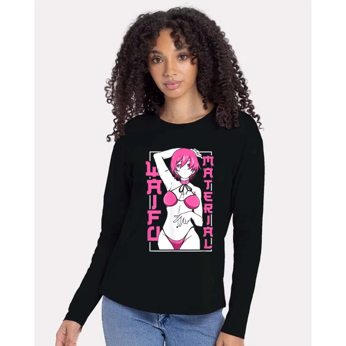 Anime Waifu Material Japanese Anime Lover Shirt Womens Cotton Relaxed Long Sleeve T-Shirt