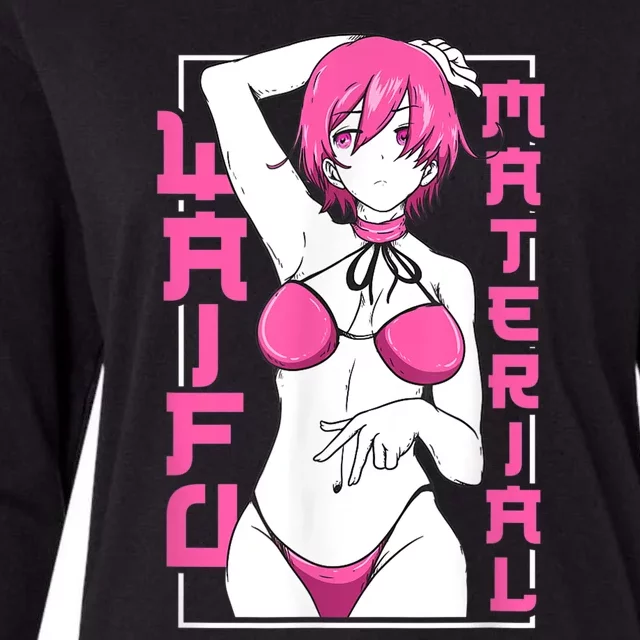 Anime Waifu Material Japanese Anime Lover Shirt Womens Cotton Relaxed Long Sleeve T-Shirt