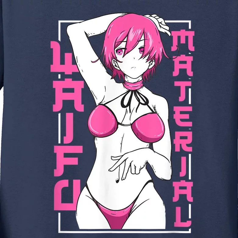 Anime Waifu Material Japanese Anime Lover Shirt Kids Long Sleeve Shirt