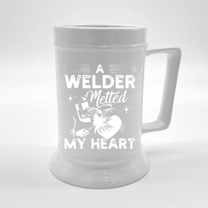 A Welder Melted My Heart Funny Gift For Wife Girlfriend Front & Back Beer Stein