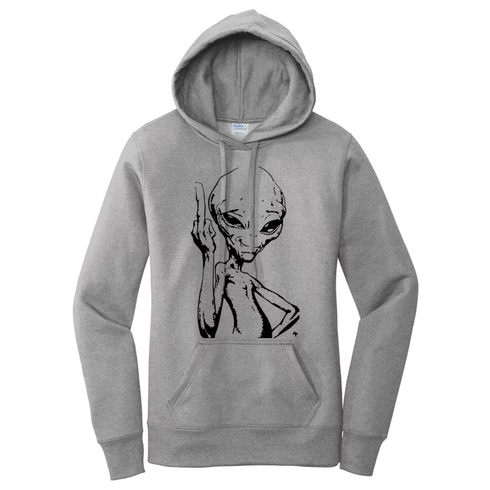 Alien With Middle Finger Women's Pullover Hoodie