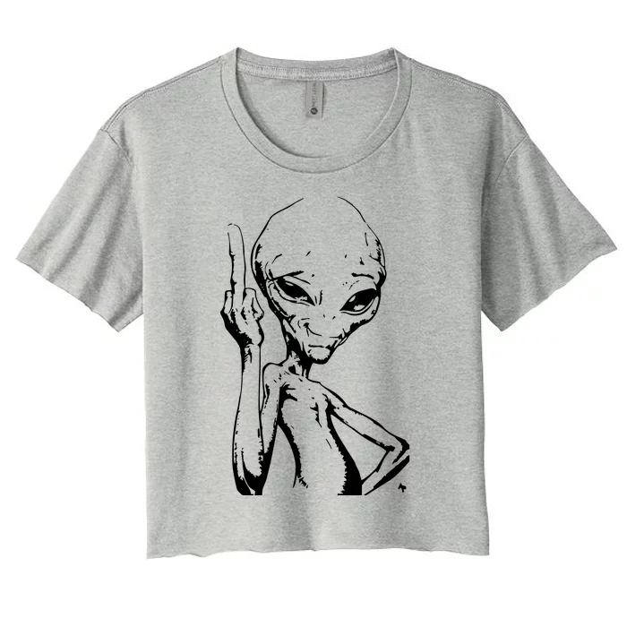 Alien With Middle Finger Women's Crop Top Tee