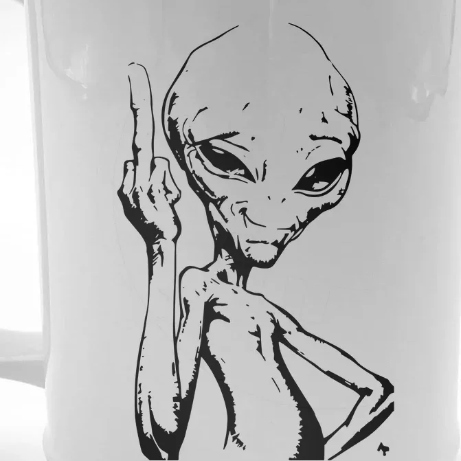 Alien With Middle Finger Front & Back Beer Stein