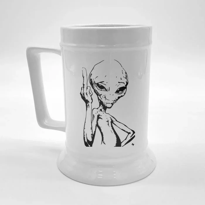 Alien With Middle Finger Front & Back Beer Stein