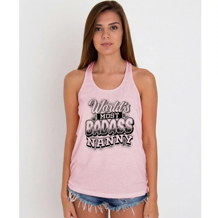 Awesome World's Most Badass Nanny Sitter Cool Gift Women's Knotted Racerback Tank