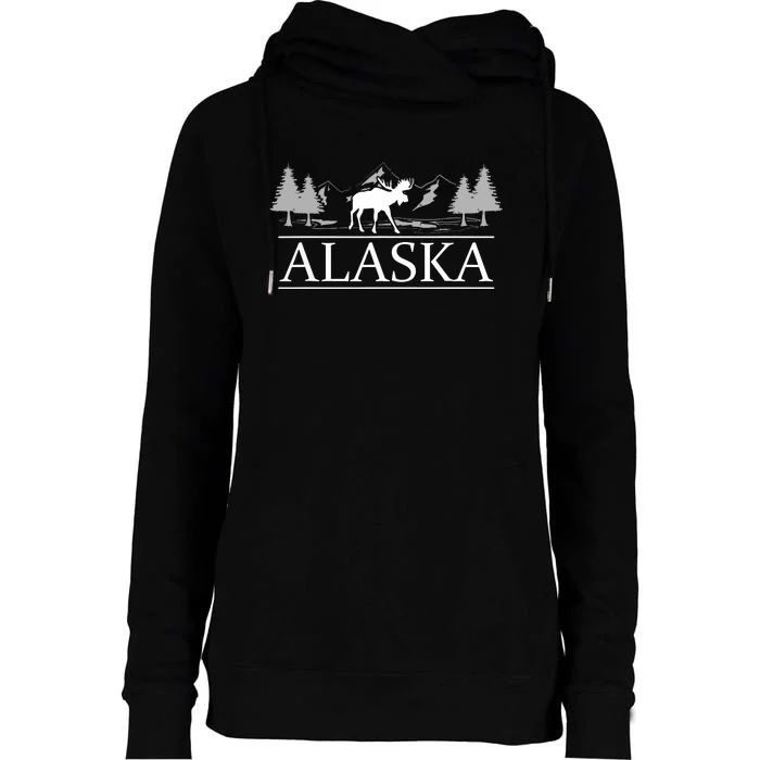 Alaskan Wilderness Moose Glacier Mountains Nature Alaska Womens Funnel Neck Pullover Hood