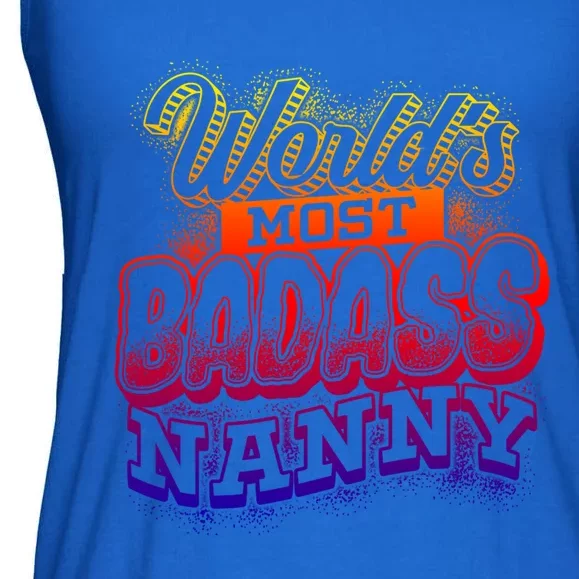 Awesome World's Most Badass Nanny Sitter Funny Gift Ladies Essential Flowy Tank