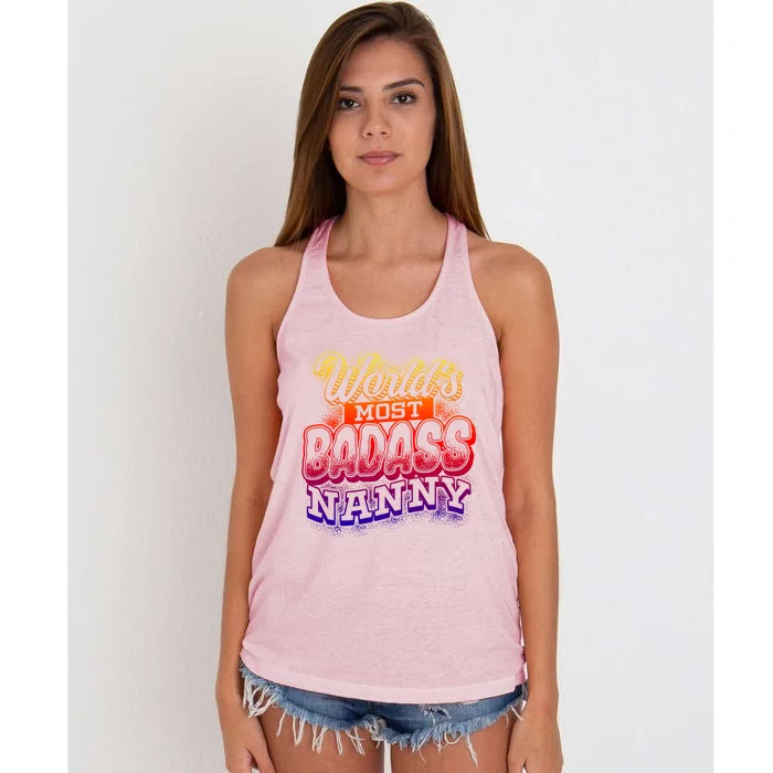 Awesome World's Most Badass Nanny Sitter Funny Gift Women's Knotted Racerback Tank