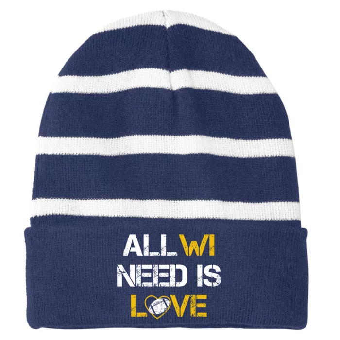 All Wi Need Is Love Green Bay Striped Beanie with Solid Band