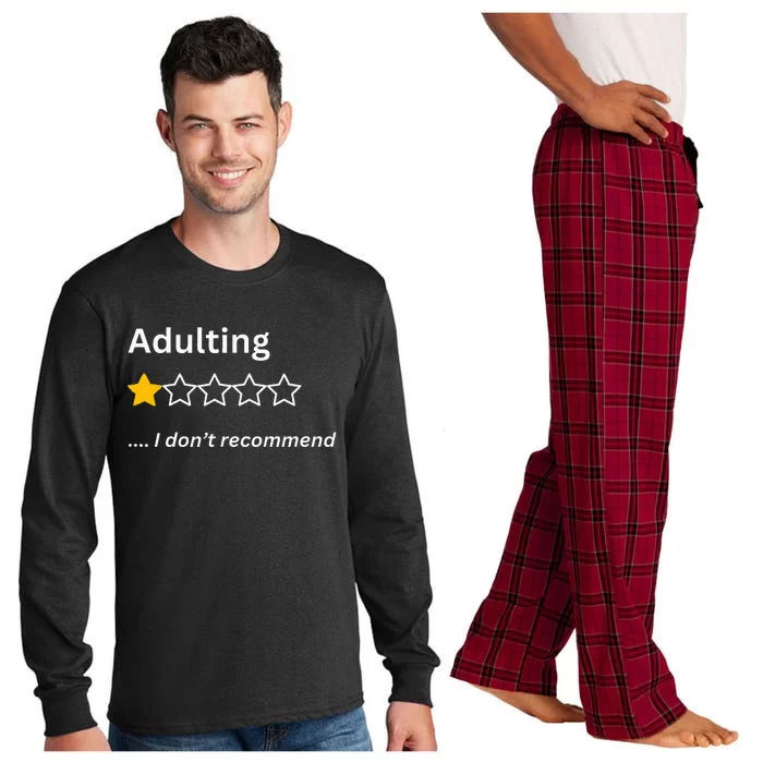 Adulting Would Not Recommend Funny One Star Adulting Long Sleeve Pajama Set