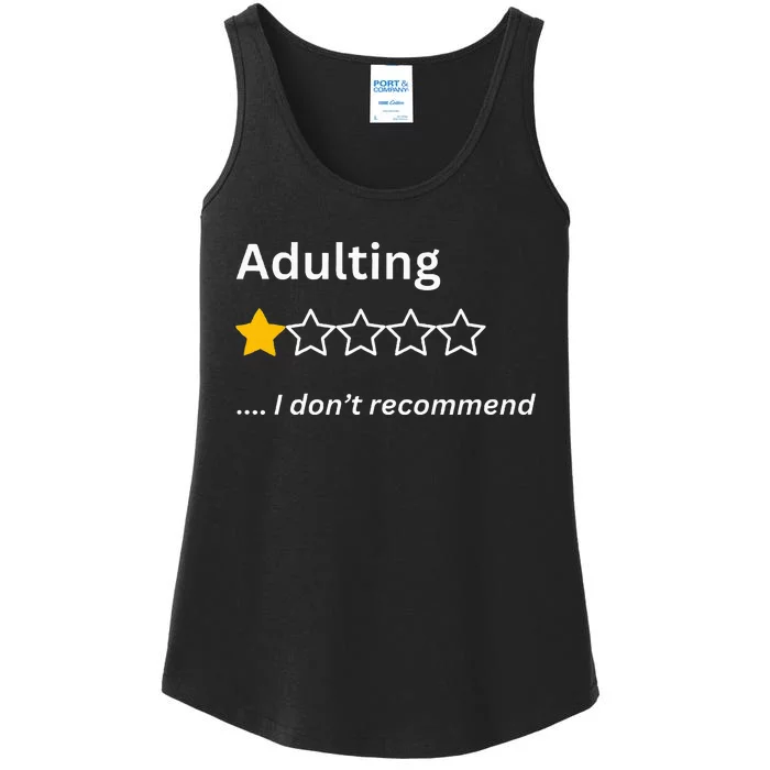 Adulting Would Not Recommend Funny One Star Adulting Ladies Essential Tank