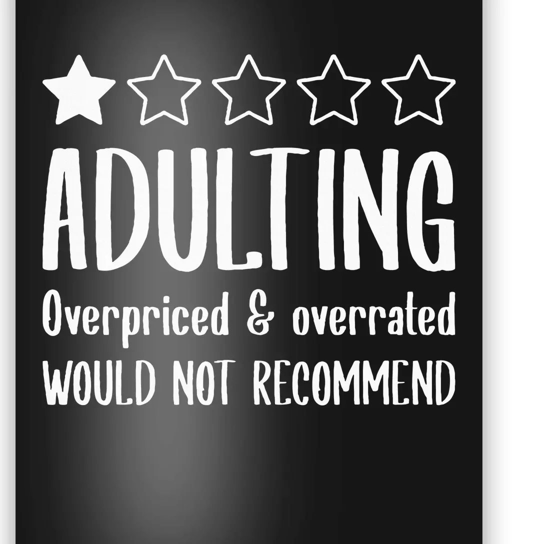 Adulting Would Not Recommend One Star Poster