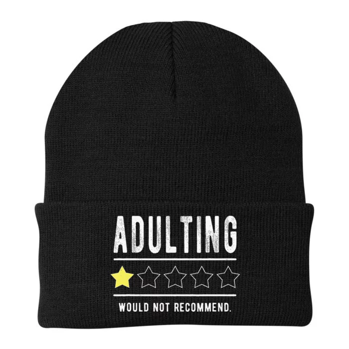 Adulting Would Not Recomd Funny Sayings One Star Adulting Knit Cap Winter Beanie