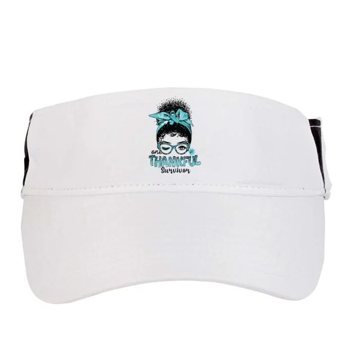 Afro Women Ovarian Cancer Awareness One Thankful Survivor Adult Drive Performance Visor