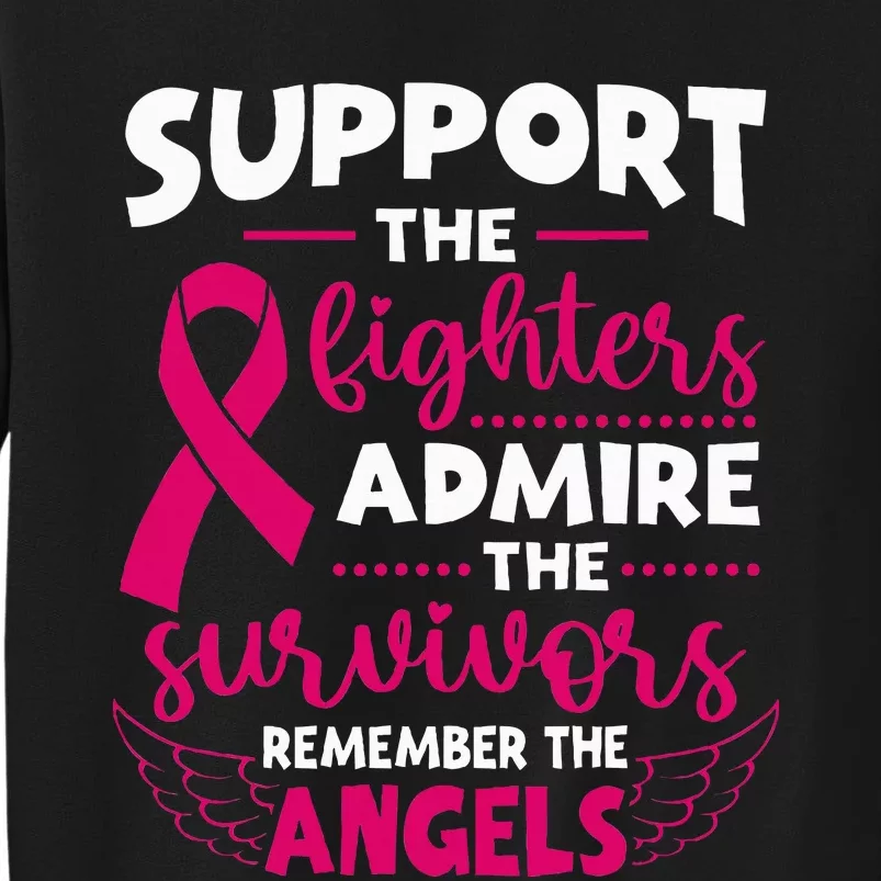 Angel Wing Pink Support The Fighters Breast Cancer Awareness Tall Sweatshirt