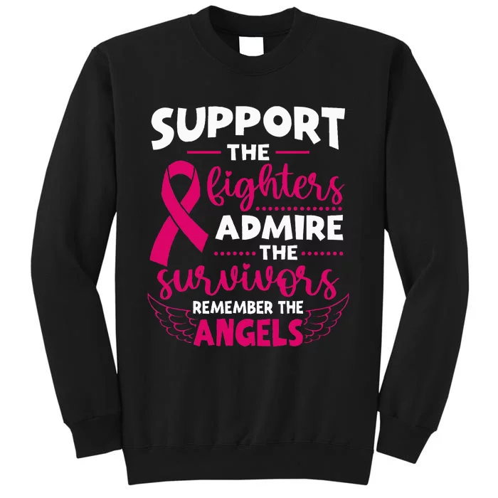 Angel Wing Pink Support The Fighters Breast Cancer Awareness Tall Sweatshirt