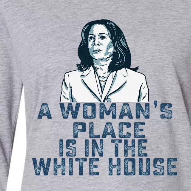 A Womans Place Is In The White House Kamala Harris Womens Cotton Relaxed Long Sleeve T-Shirt