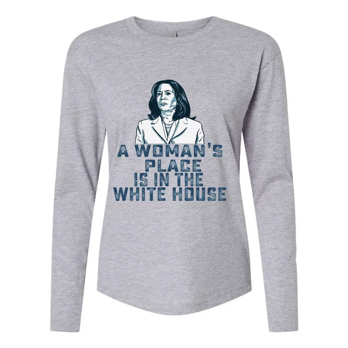 A Womans Place Is In The White House Kamala Harris Womens Cotton Relaxed Long Sleeve T-Shirt