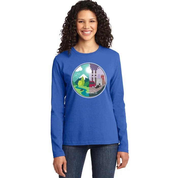 Air Water Pollution Nature Renewable Energy Vegan Off Grid Meaningful Gift Ladies Long Sleeve Shirt