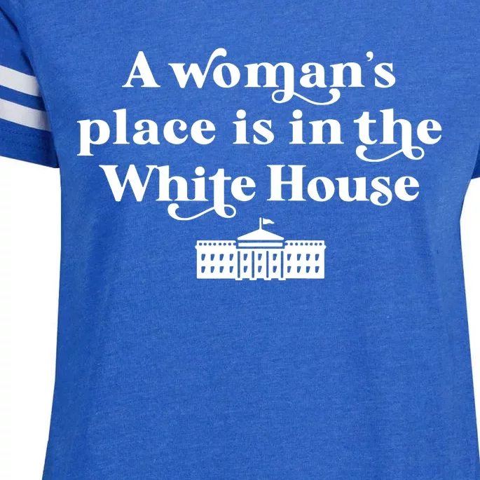 A Womans Place White House Feminist Kamala Harris 2024 Enza Ladies Jersey Football T-Shirt