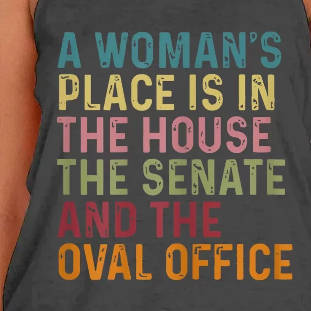 A Woman Place Is In The House The Senate & The Oval Office Women's Knotted Racerback Tank