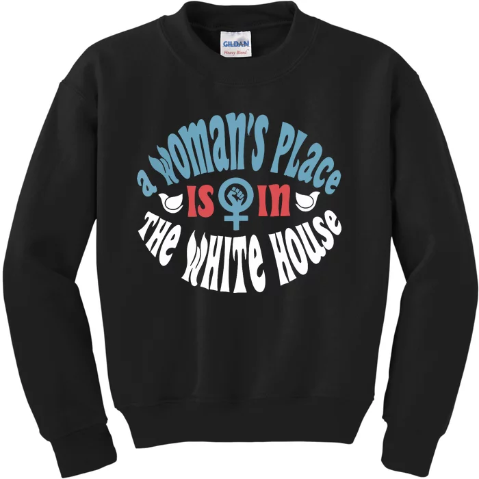 A Womans Place Is In The White House President Quote 2024 Kids Sweatshirt