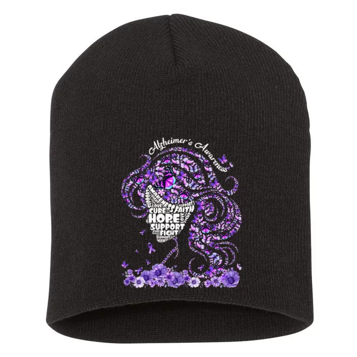 Alzheimers Wear Purple Alzheimers Awareness 2024 Short Acrylic Beanie