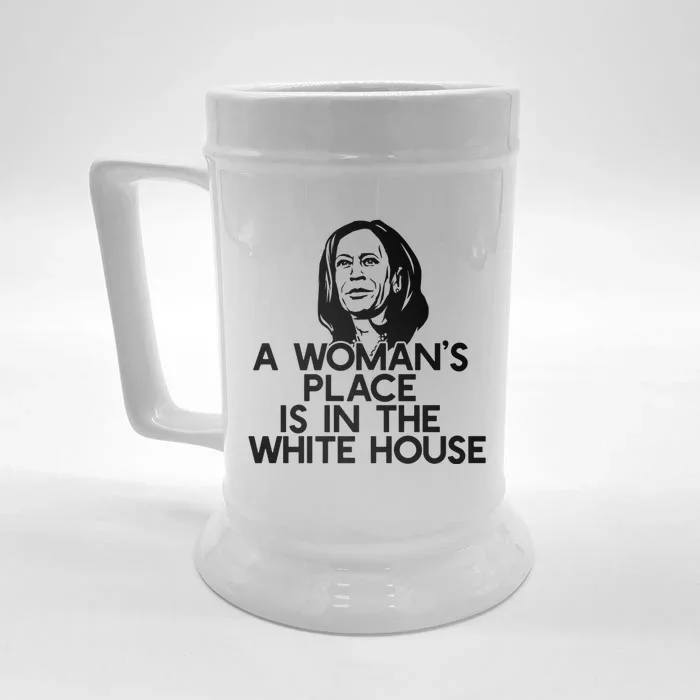 A WomanS Place Is In The White House Kamala Harris Meme Front & Back Beer Stein