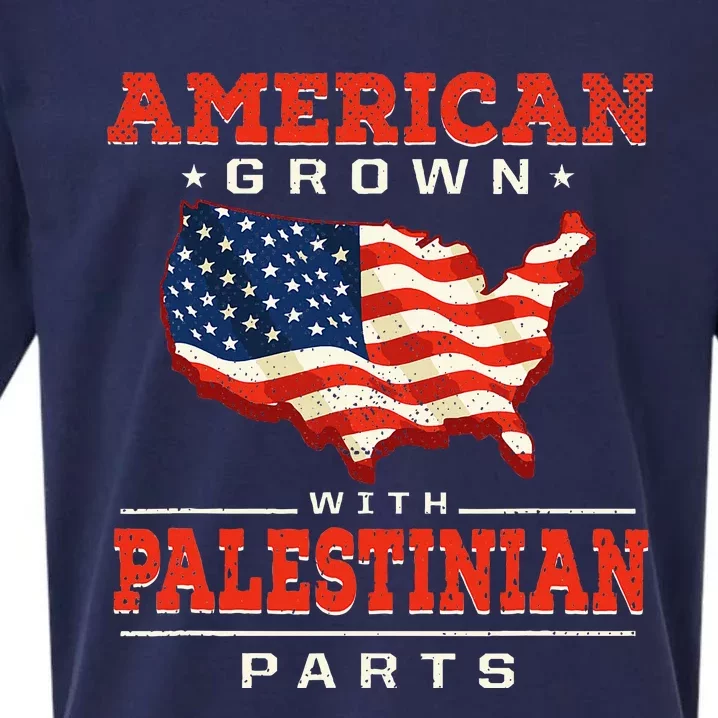 American with Palestinian Parts Patriotic Palestine Sueded Cloud Jersey T-Shirt