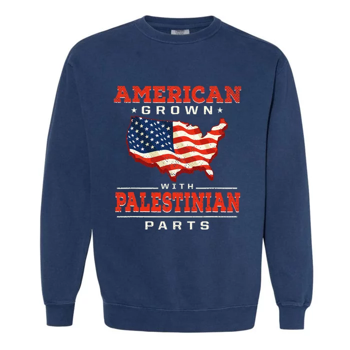 American with Palestinian Parts Patriotic Palestine Garment-Dyed Sweatshirt