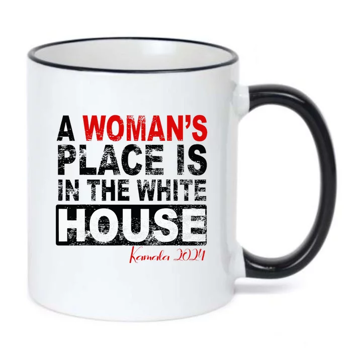 A Womans Place Is In The White House Kamala Harris Black Color Changing Mug