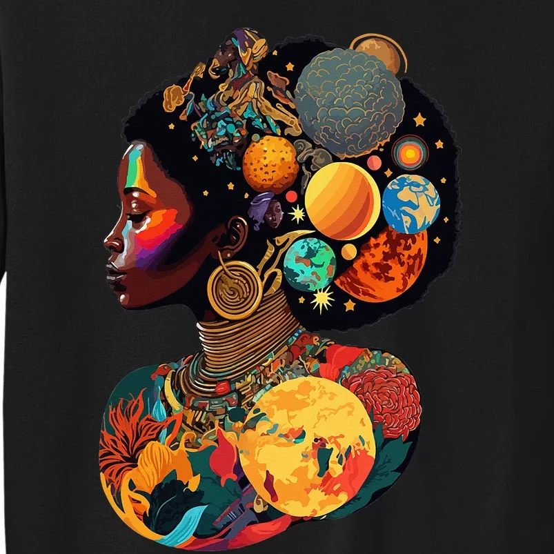 Afro Woman Portrait Galactic Beauty Pride Melanin Queen Sweatshirt