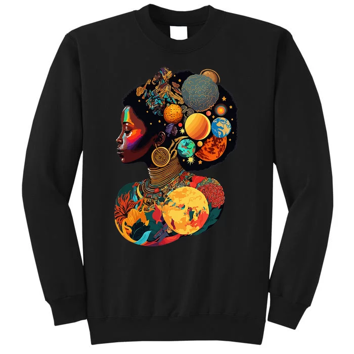 Afro Woman Portrait Galactic Beauty Pride Melanin Queen Sweatshirt