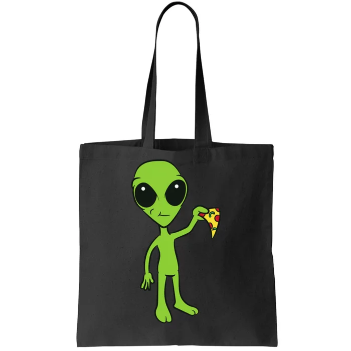 Alien With Pizza Slice Ufo Cute Alien Eating Pizza Tote Bag