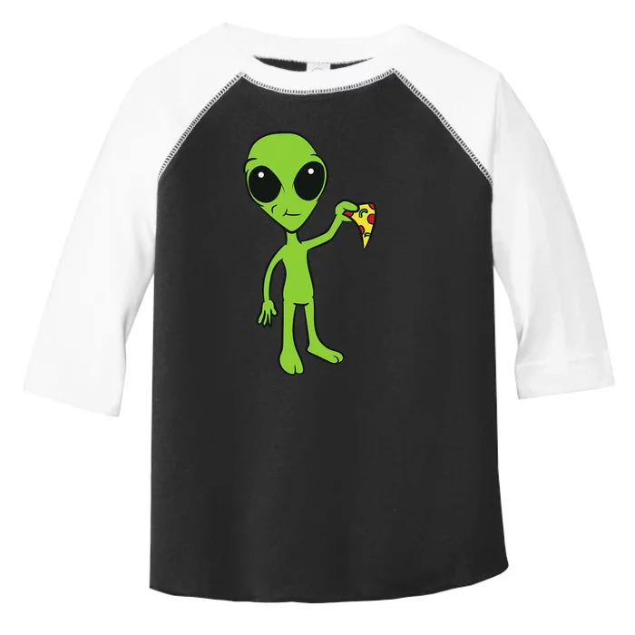 Alien With Pizza Slice Ufo Cute Alien Eating Pizza Toddler Fine Jersey T-Shirt