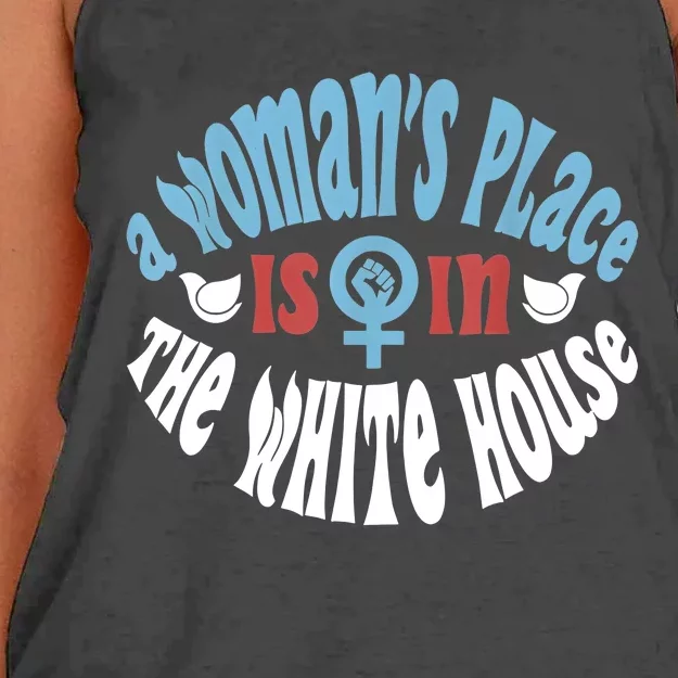 A Womans Place Is In The White House Women's Knotted Racerback Tank