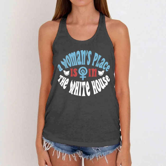 A Womans Place Is In The White House Women's Knotted Racerback Tank