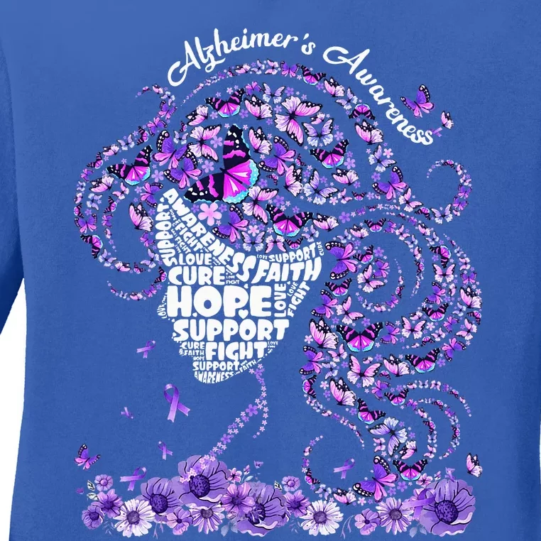 Alzheimers Wear Purple Alzheimers Awareness 2024 Ladies Long Sleeve Shirt