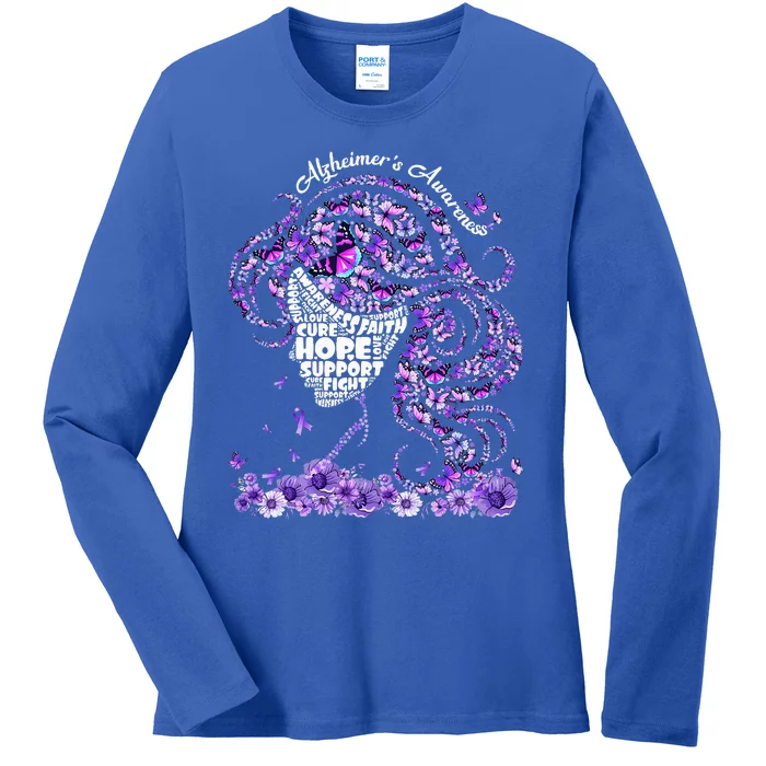 Alzheimers Wear Purple Alzheimers Awareness 2024 Ladies Long Sleeve Shirt