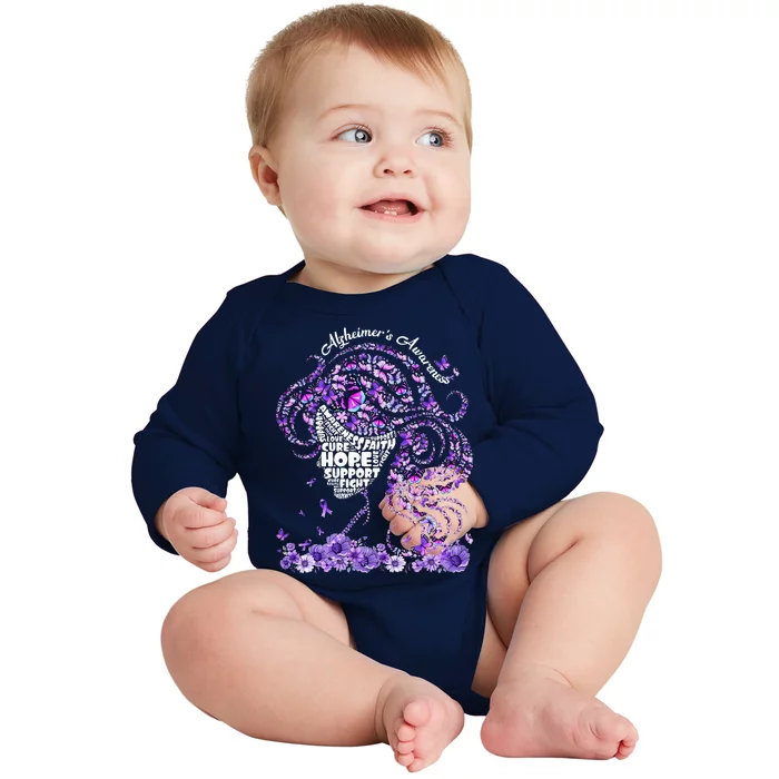 Alzheimers Wear Purple Alzheimers Awareness 2024 Baby Long Sleeve Bodysuit