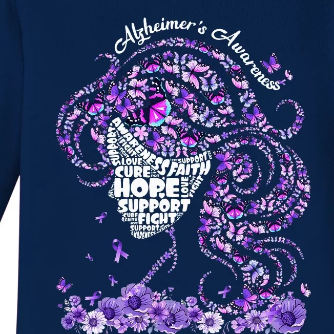 Alzheimers Wear Purple Alzheimers Awareness 2024 Baby Long Sleeve Bodysuit