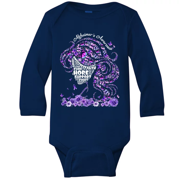 Alzheimers Wear Purple Alzheimers Awareness 2024 Baby Long Sleeve Bodysuit