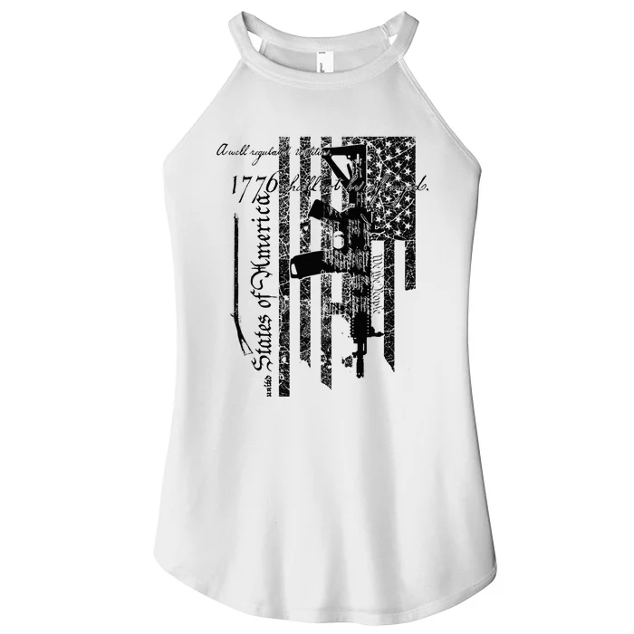 A Well Regulated Militia Gun Rights Patriotic Women’s Perfect Tri Rocker Tank