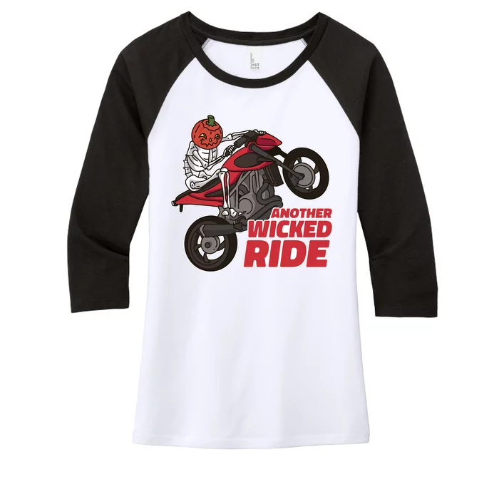 Another Wicked Ride Pumpkin Women's Tri-Blend 3/4-Sleeve Raglan Shirt