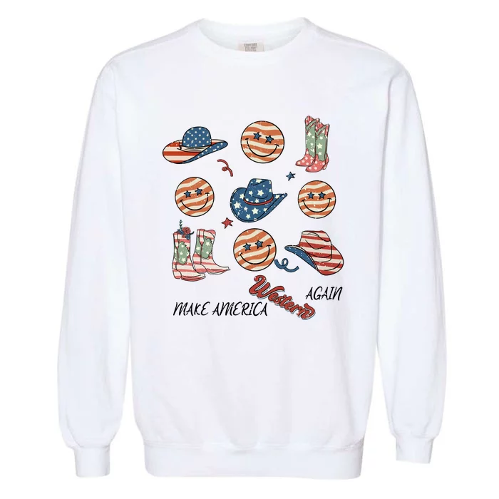 American Western Retro 4th Of July Patriotic Gift Garment-Dyed Sweatshirt