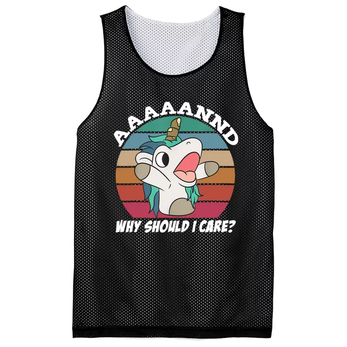 And Why Should I Care? Funny Sarcastic Unicorn Mesh Reversible Basketball Jersey Tank