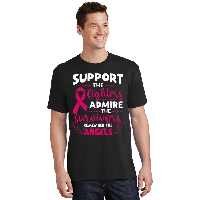 Angel Wing Support The Fighters Breast Cancer Awareness T-Shirt