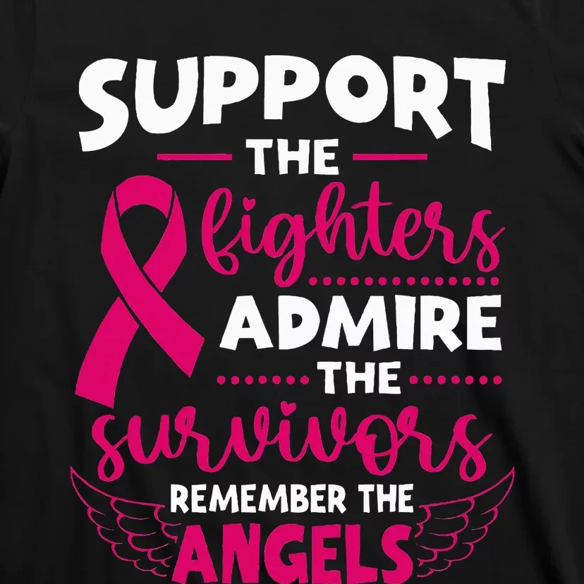 Angel Wing Support The Fighters Breast Cancer Awareness T-Shirt