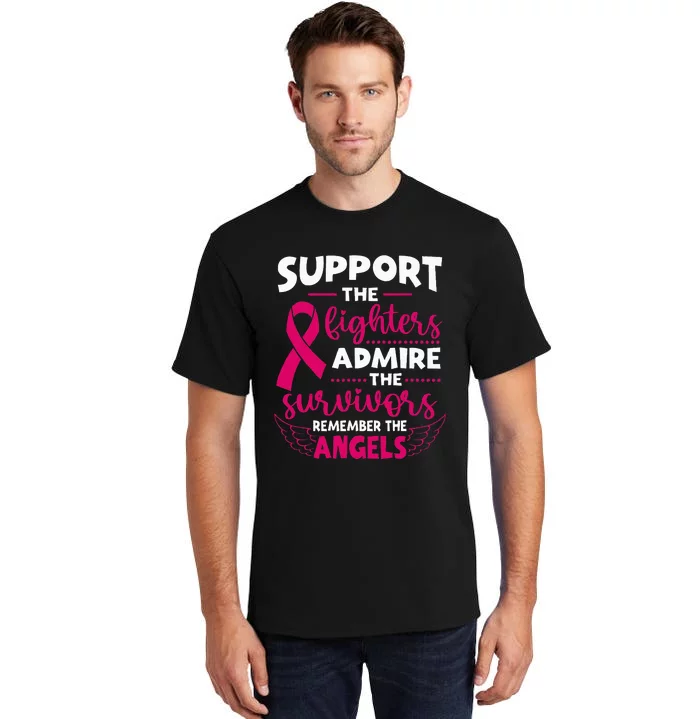 Angel Wing Support The Fighters Breast Cancer Awareness Tall T-Shirt